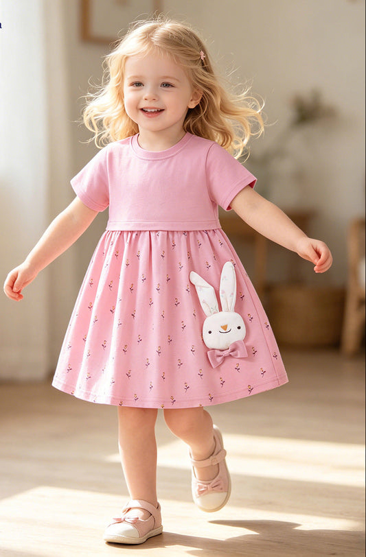 Cute Girls' Cotton Cartoon Dress Summer Style