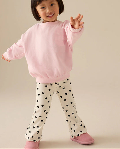 Stylish Kids Wide Leg Trousers With Heart Pattern