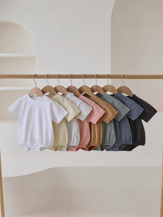 Cotton Short-Sleeve Baby Bodysuits for Summer