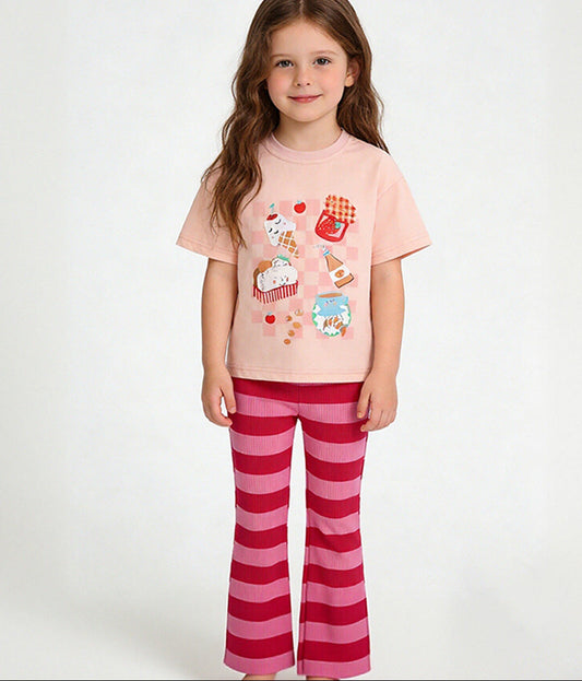 Cute Cartoon Food Print Kids Two-Piece Set