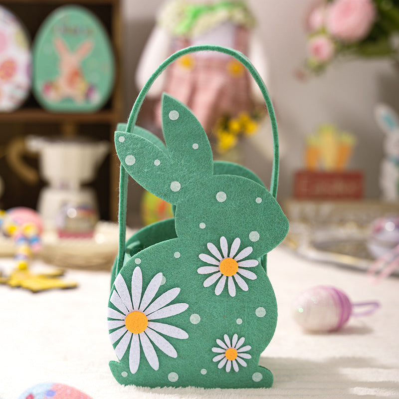 Easter Bunny 3D Felt Basket Cute Rabbit Tote Bag