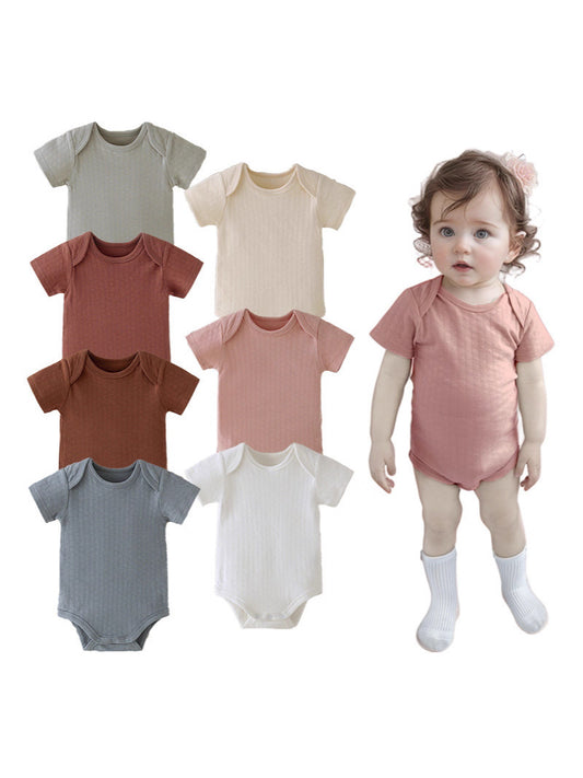 Breathable Soft Short Sleeve Envelop Neck Romper for Newborns