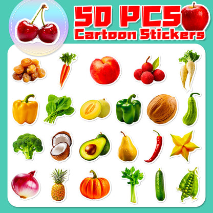 Educational Fruit And Veggie Doodle Stickers Peelable Paper