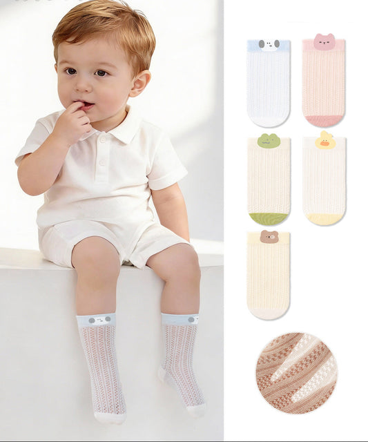 Colorful Cartoon Cotton Baby Socks Mid-Calf Lightweight Breathable