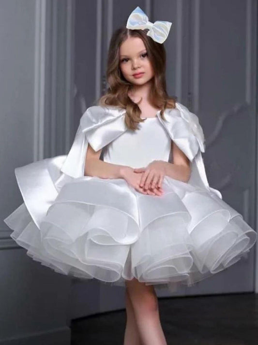Girls' Butterfly Knot Princess Puffed Tulle Dress