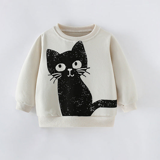 Cartoon Print Cotton Sweatshirt Casual Long Sleeve