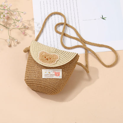Cute Summer Children's Crossbody Woven Bag with Animal Patterns