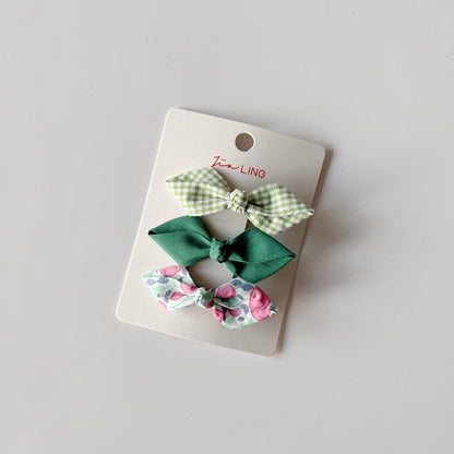 Children's Fabric Hair Clips Floral Bow Set
