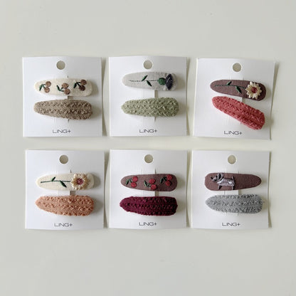 Embroidered Flower Hair Clips for Girls