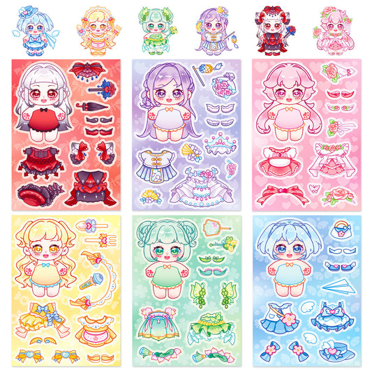 Stickers Cute Cotton Doll Dress Up DIY Set