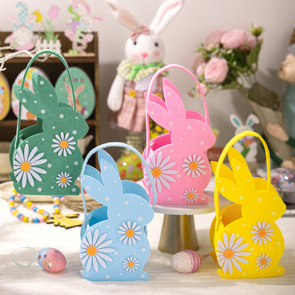 Easter Bunny 3D Felt Basket Cute Rabbit Tote Bag