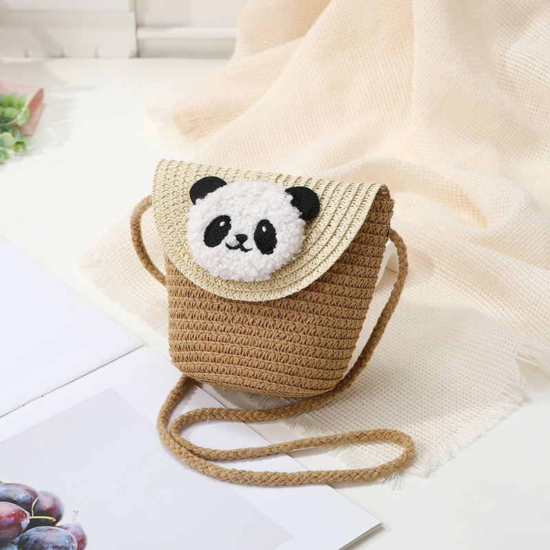 Mini Cute Panda Woven Straw Bag for Women