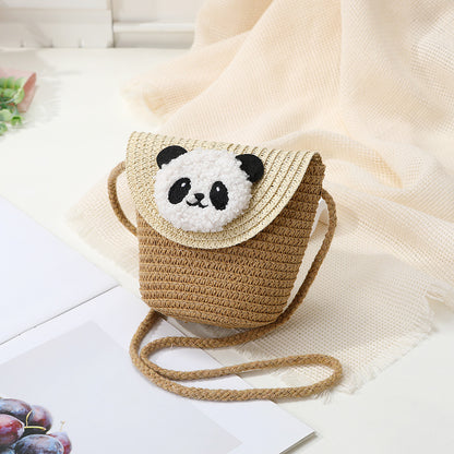 Mini Cute Panda Woven Straw Bag for Women