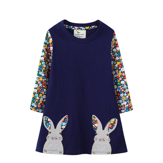 Kid's A-Line Knitted Dress with Animal Print