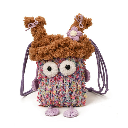 Cute Cartoon Monster Kids' Shoulder Bag – Breathable Knitted Coin Purse