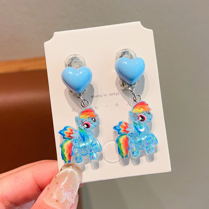 Cute Cartoon Bear Clip-On Earrings for Kids