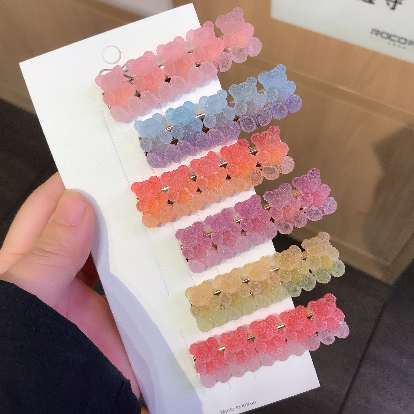 Gradient Bear Hair Clips Cute Cartoon Hair Accessories for Girls