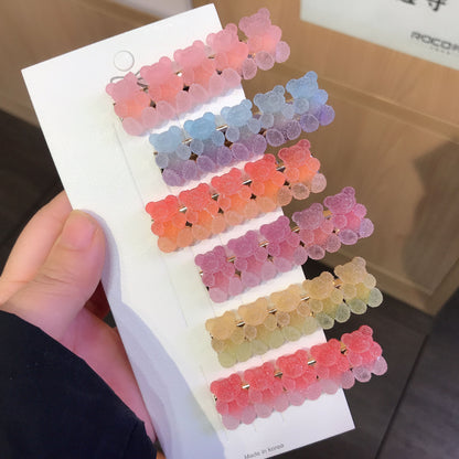 Gradient Bear Hair Clips Cute Cartoon Hair Accessories for Girls
