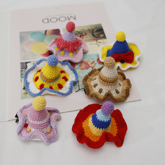 Colorful Princess Crochet Hat Hair Clip Handmade Hair Accessory