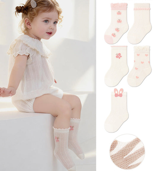 Cartoon Baby Socks Breathable Cotton Mid-Calf Socks