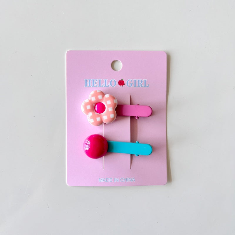 Colorful Flower Bead Hair Clips for Kids