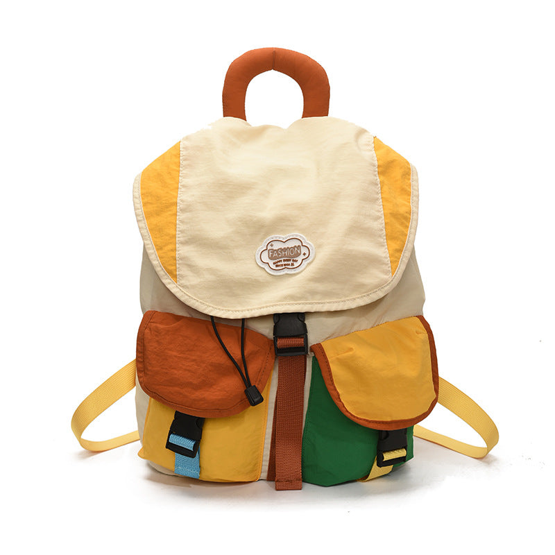 Trendy Color Block School Backpack for Kids