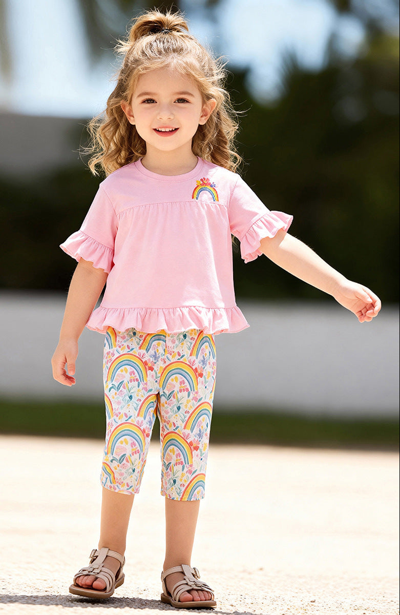 Adorable Floral Baby Outfit Summer Cotton Two-Piece Set
