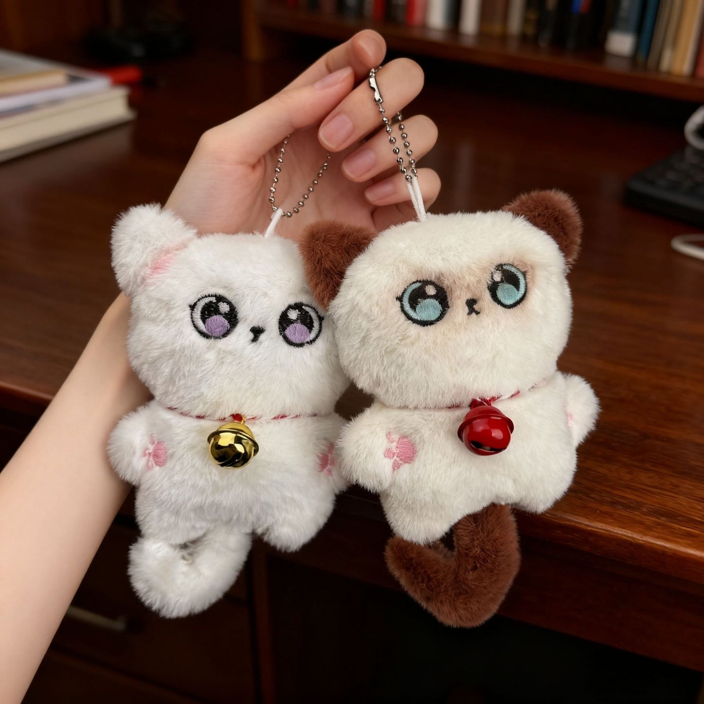 Cute Plush Siamese Cat Keychain Pendant for Bags