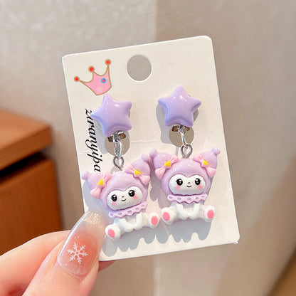 Cute Cartoon Character Ear Clips for Kids - Non-Pierced Earrings