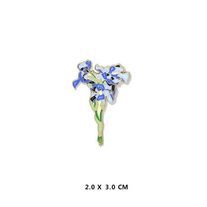 Sunflower & Iris Floral Brooch Artistic Lapel Pin for Bags
