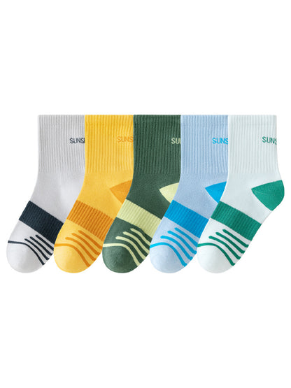 Mid-Calf Kids Socks with Cartoon Letters - Breathable Cotton for Boys and Girls