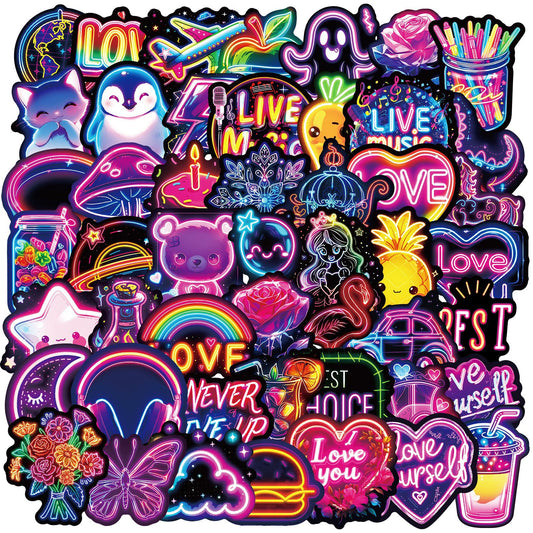 Stickers Neon Hand Drawn Waterproof Dark Purple