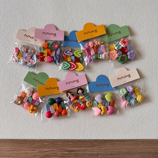 Cartoon Princess Hair Clips Set for Kids - Cute Fruit and Heart Designs