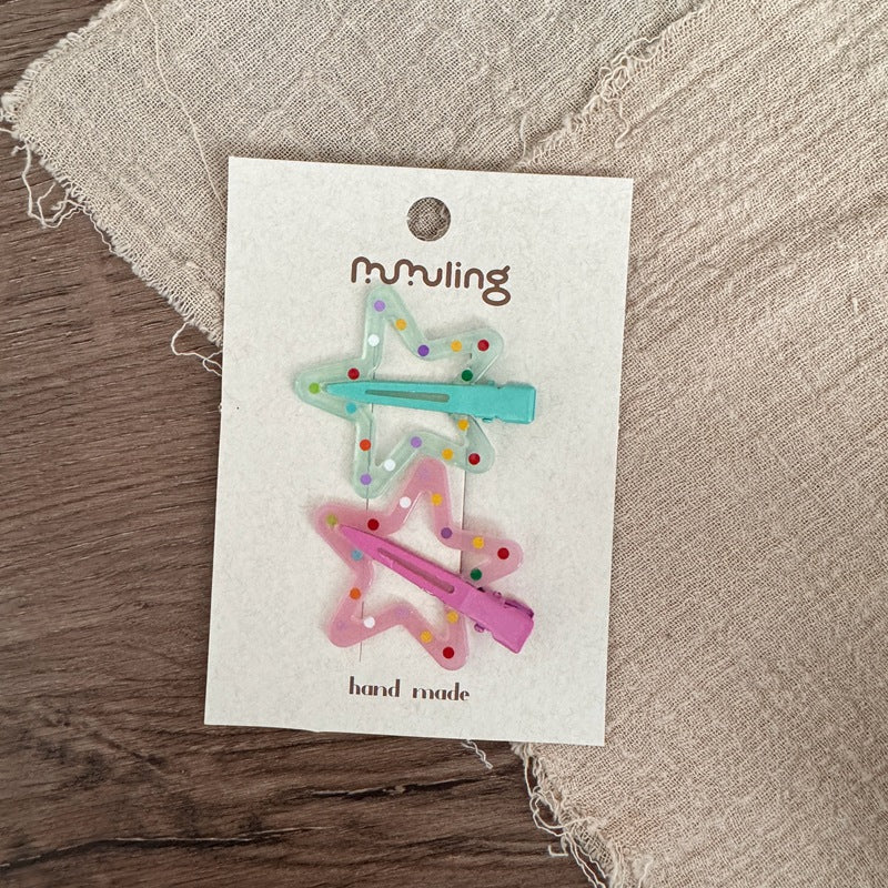 Colorful Star and Flower Hair Clips for Kids