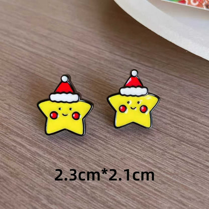 Cute Christmas Cartoon Character Earrings - Resin Drip Design