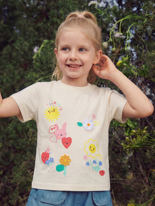 Girls' Floral Print Short Sleeve T-Shirt