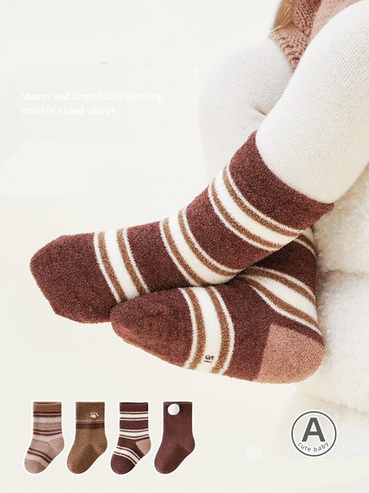 Warm Plush Baby Socks Cute Cartoon Mid-Calf Socks