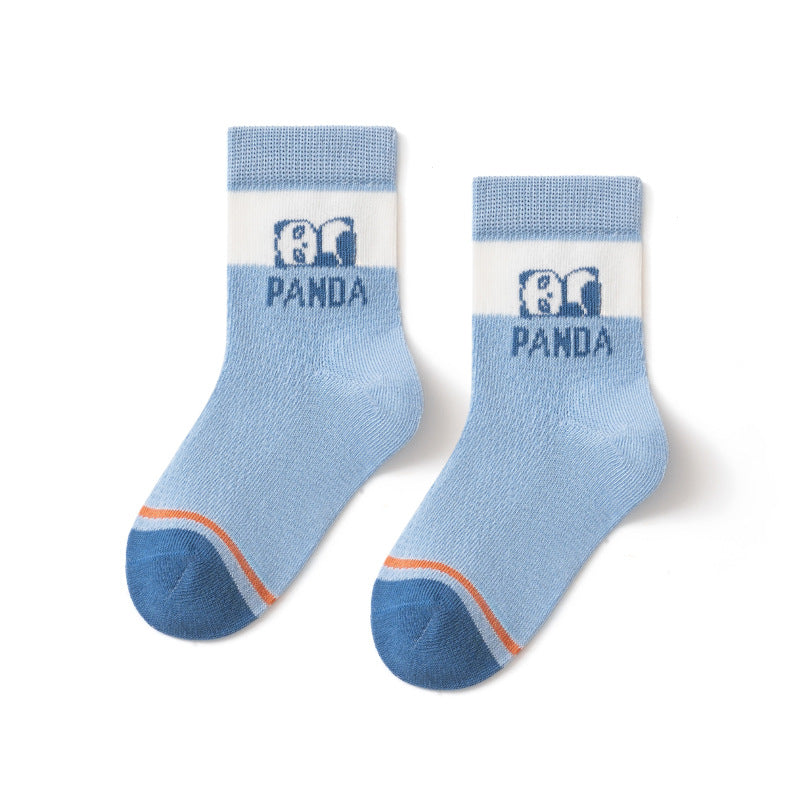 Cartoon Animal Mid-Calf Socks For Kids - Lightweight Cotton