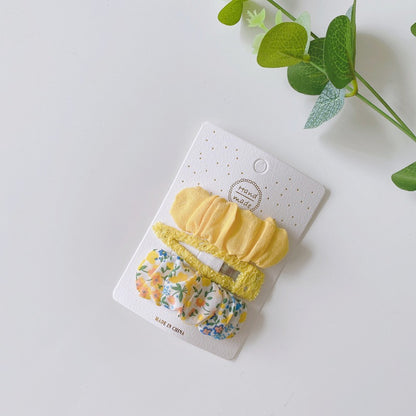 Floral Fabric Hair Clips Set for Girls - 3 Pieces