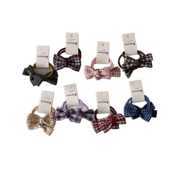 Children's Plaid Bow Hair Ties Set