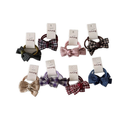 Children's Plaid Bow Hair Ties Set