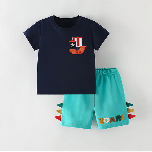 Kids Summer Cotton Animal Graphic Outfit