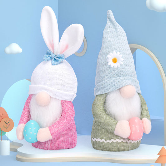 Easter Bunny Egg Plush Doll Decorative Figurine