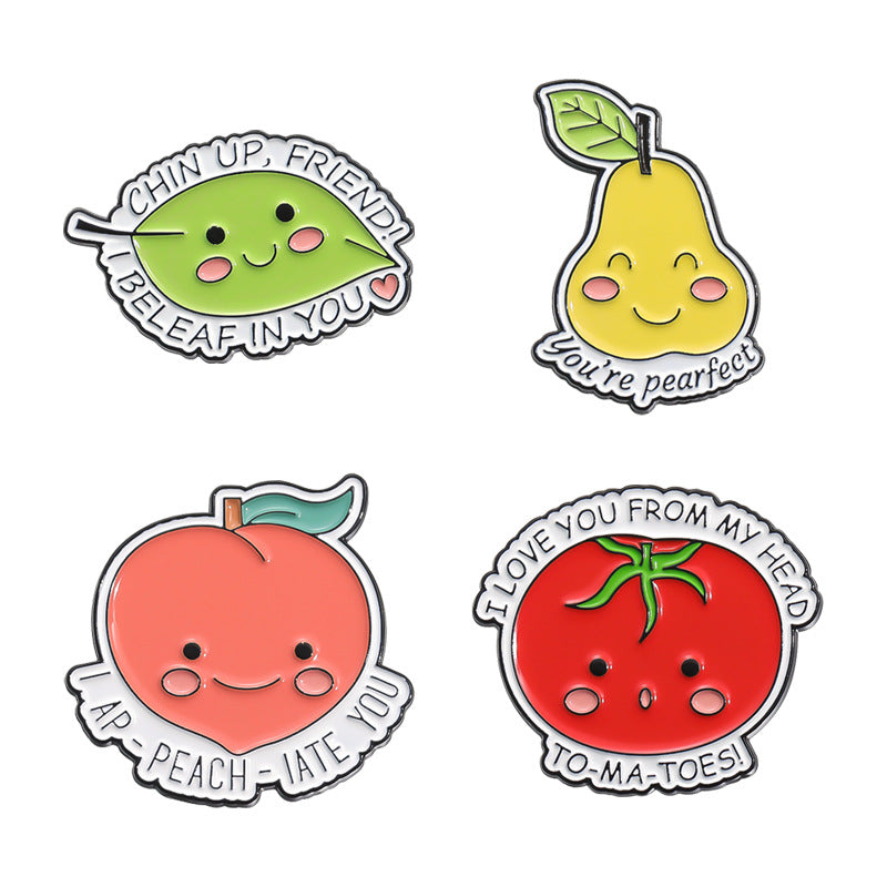 Adorable Fruit Brooch - Peach Apple Pear Pin for Fashionable Style