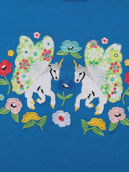 Unicorn Embroidered Short Sleeve T-Shirt for Girls