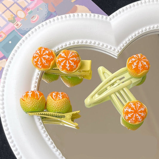 Cute Orange Sugar Orange Hair Clips with Cartoon Design
