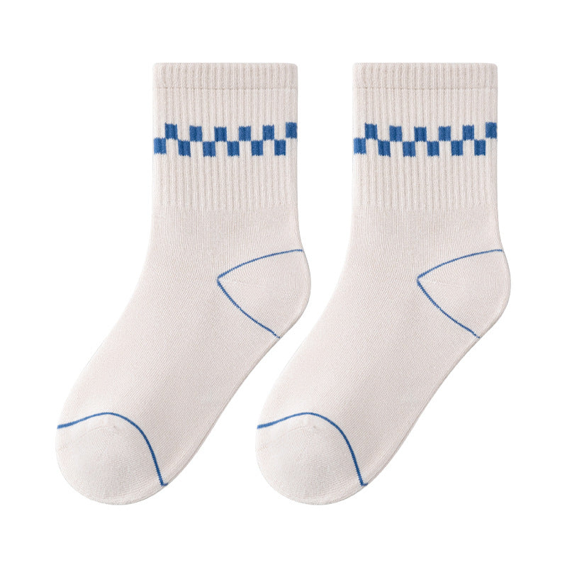 Color Block Cotton Mid-Calf Basketball Socks for Kids