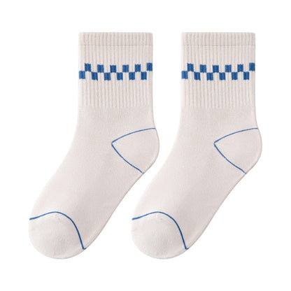 Color Block Cotton Mid-Calf Basketball Socks for Kids