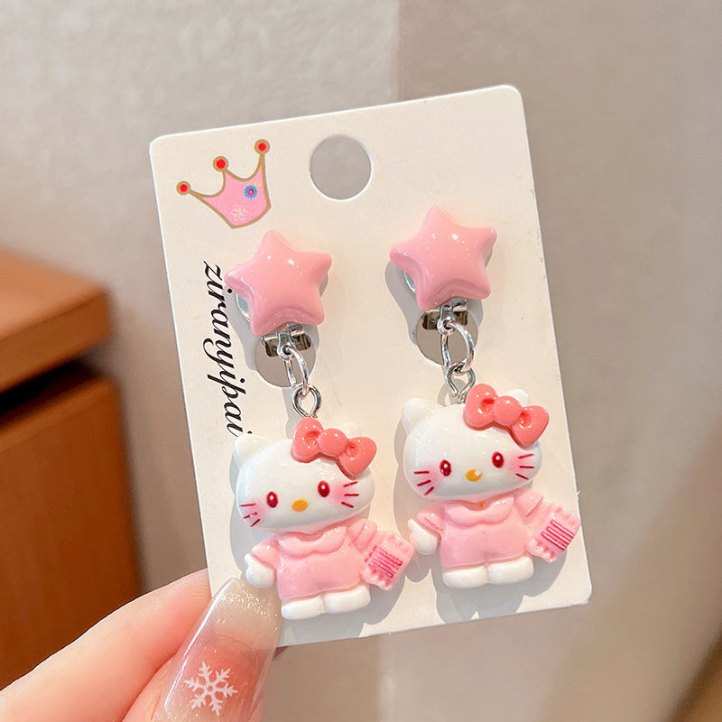 Cute Cartoon Character Ear Clips for Kids - Non-Pierced Earrings