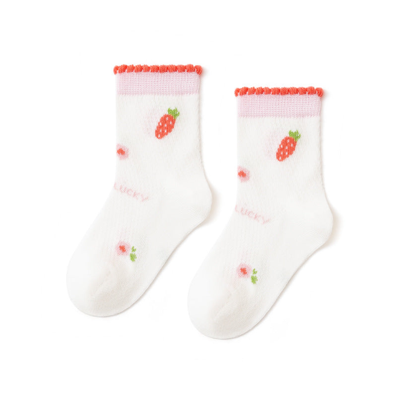 Cartoon Animal Mid-Calf Socks For Kids - Lightweight Cotton